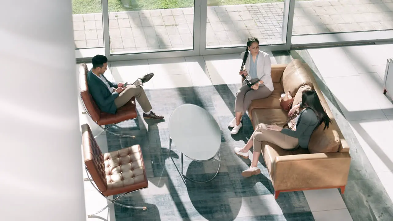 Business people office and sofa with conversation