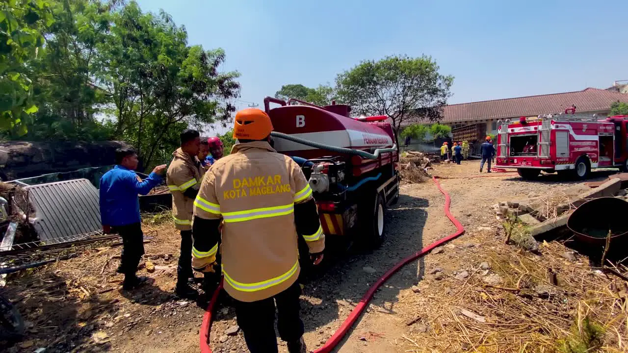 fire fighters working in Java Indonesia