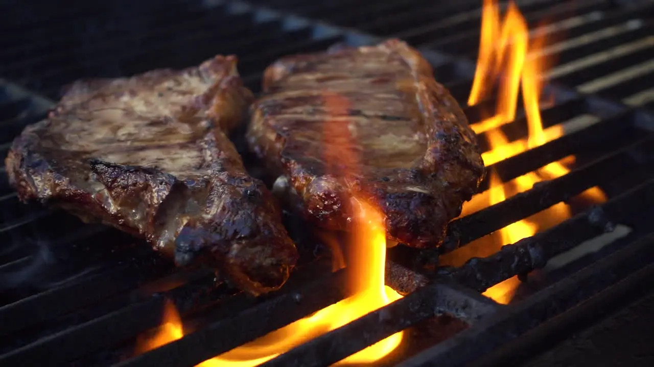 Steak Cooking on Grill Slow Motion