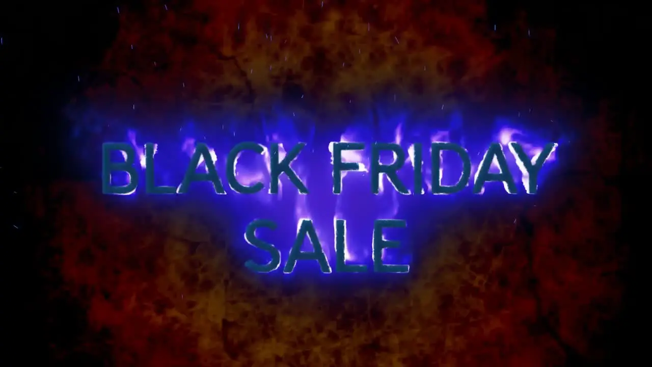 Animation of black friday sale text in burning flames over brown background