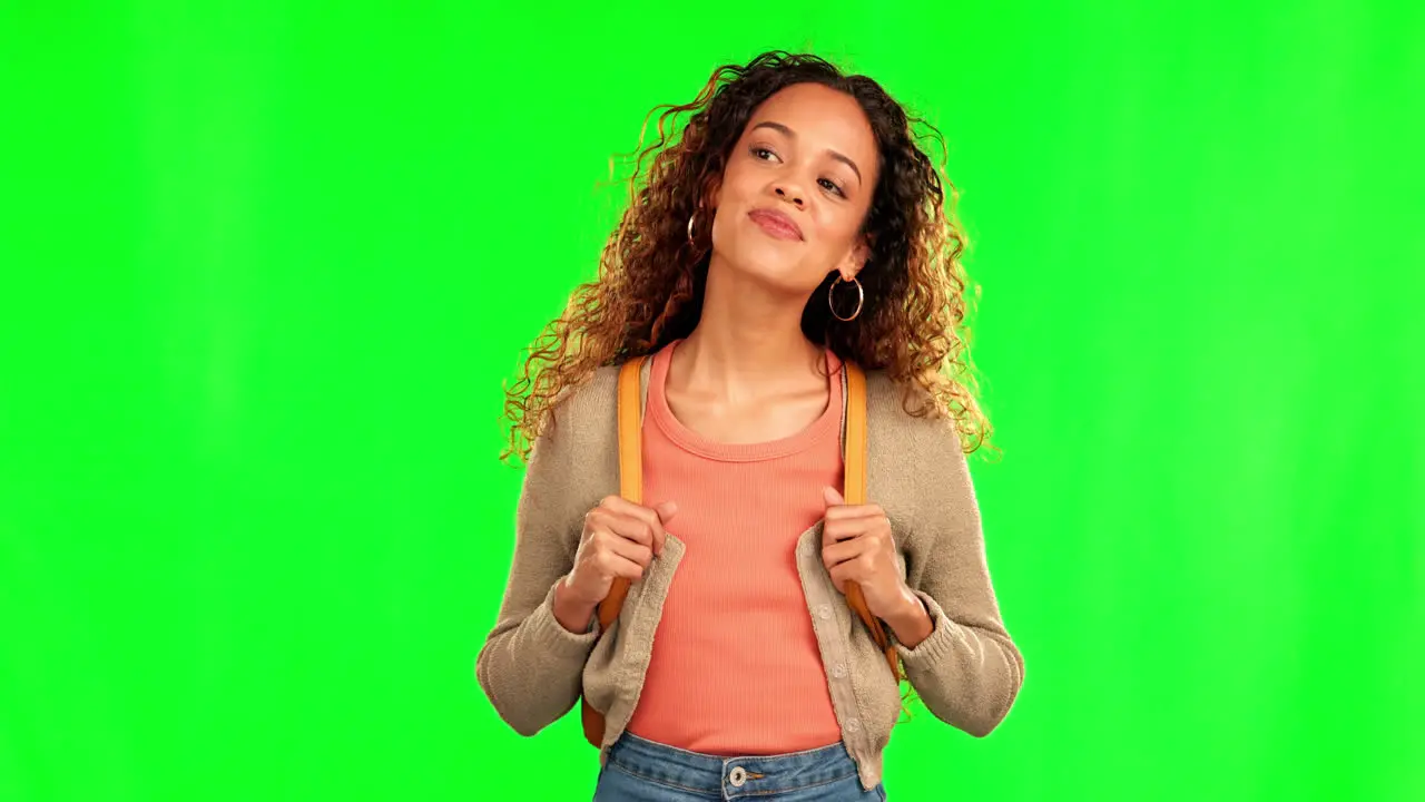 Green screen woman happiness and smile on walk