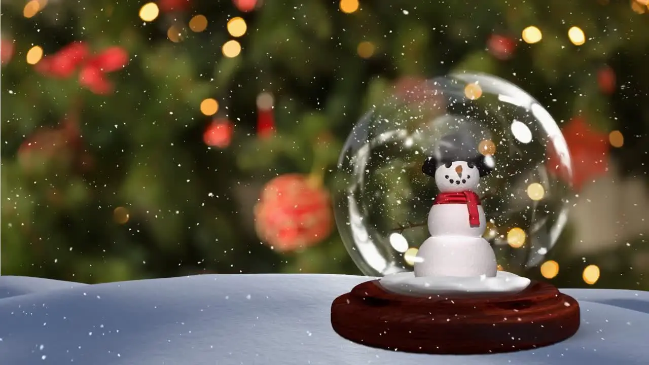 Cute Christmas animation of snowman in snowy landscape 4k