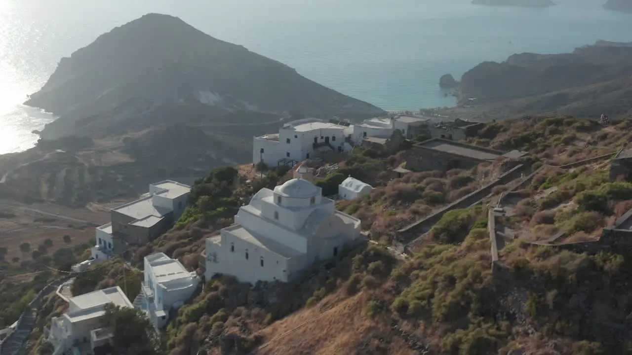 Aerial of Greek Island with Ocean View