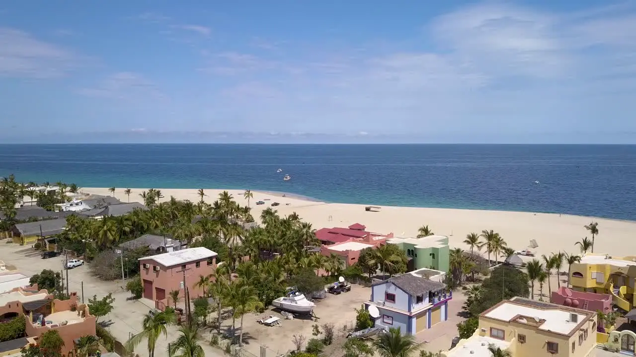 Mexico Vacation Spot Warm Tropical Beach on Baja California Town Aerial Drone