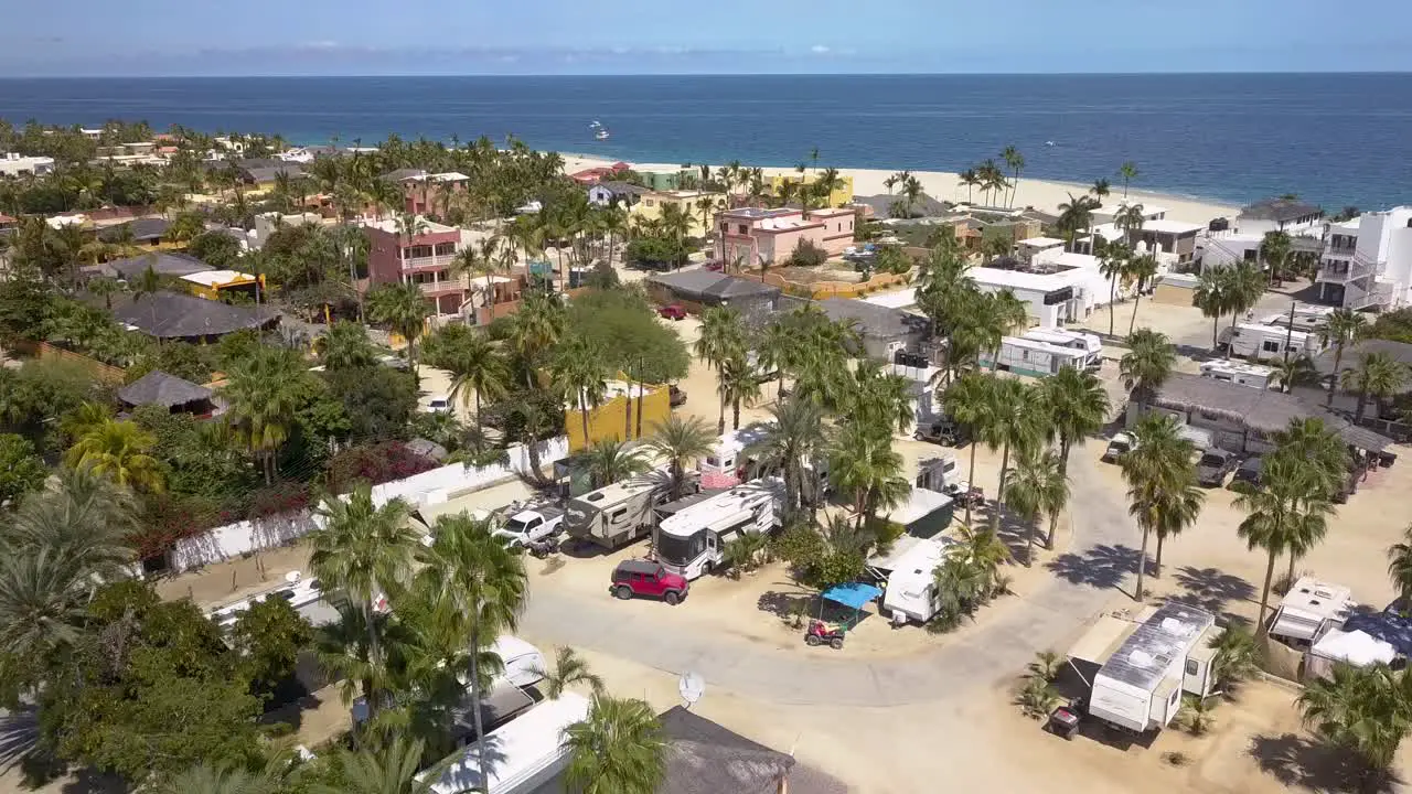 Beach Town in Tropical Tourist Destination of Baja California Mexico Aerial Drone