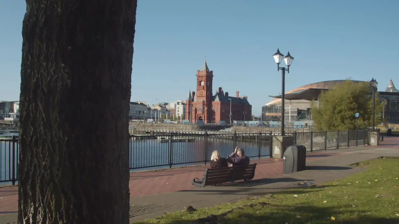 View Across Cardiff Bay To Pierhead Building In Wales 2