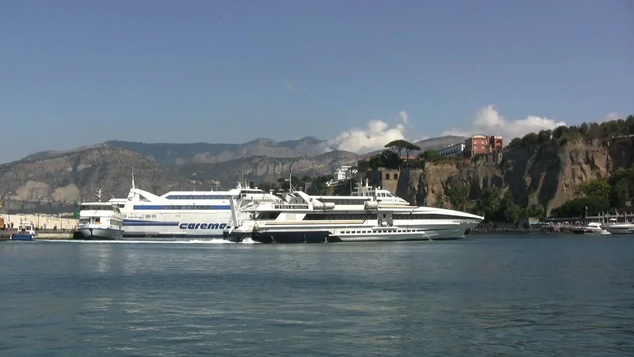 Italy Sorrento Yacht leaving harbor