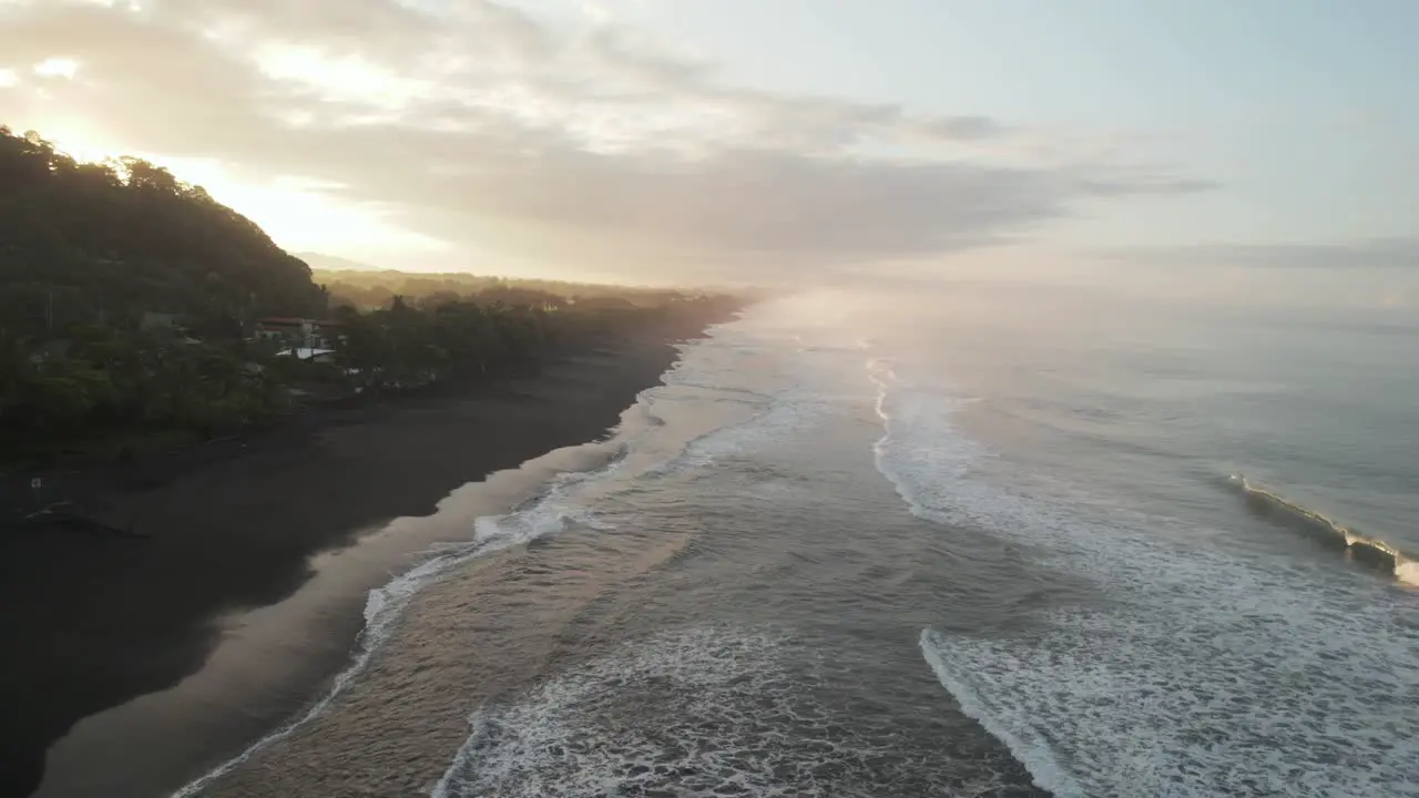 Costa Rica Beach Sunrise Black Sand Palm Trees Huts