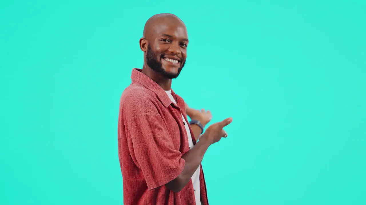 Advertising man with hand gesture for promotion