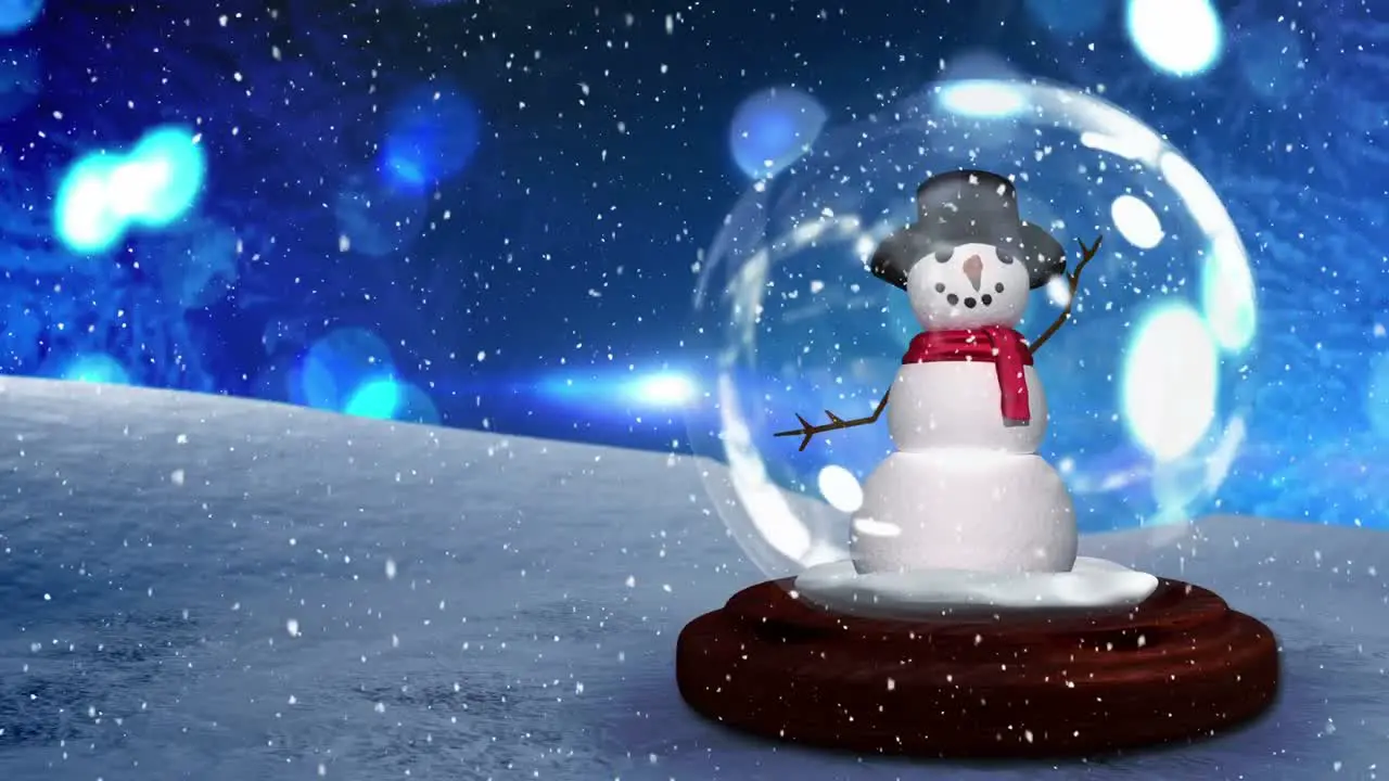 Cute Christmas animation of snowman in snow globe 4k