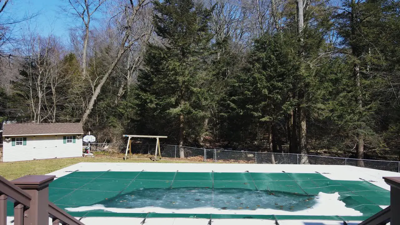 A drone taking off from a deck in early spring