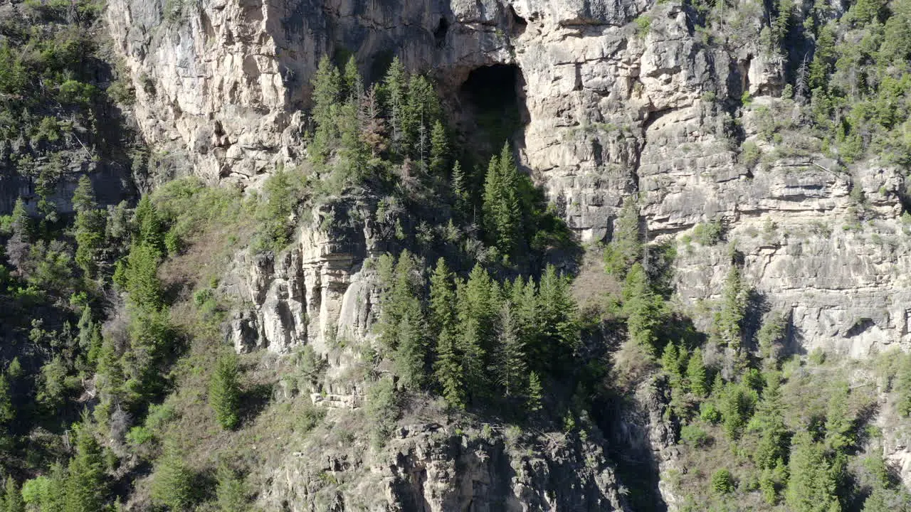 Glenwood canyon Colorado aerial view of cave strafe