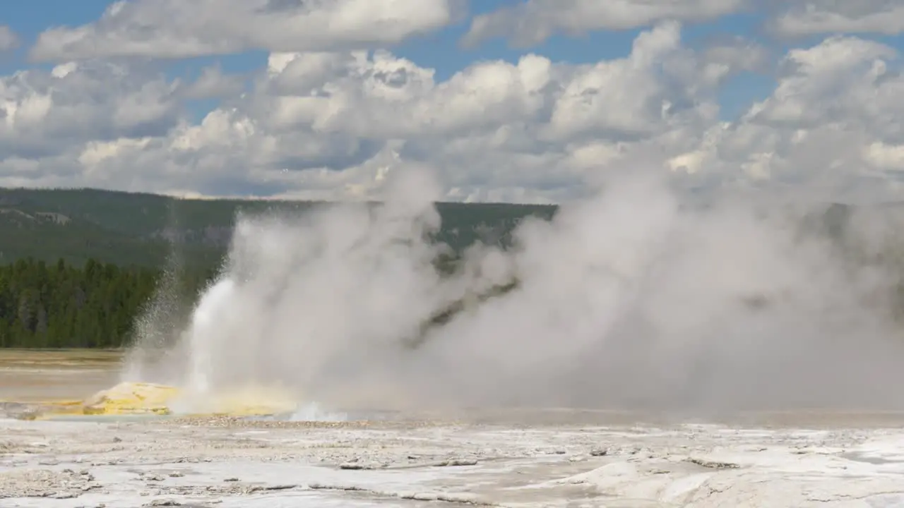 Geyser erupting at Yellowstone National Park in slow motion