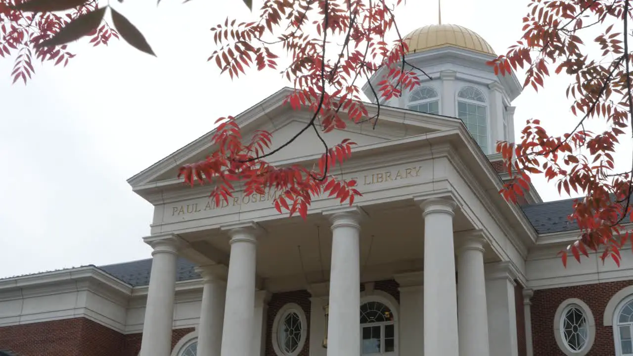 Cinematic university architecture during autumn