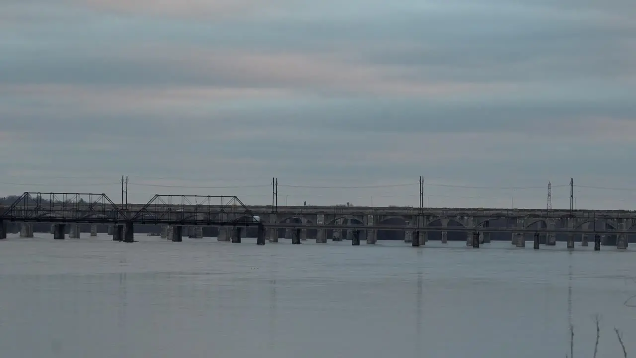 A lot of bridges over the Susquehanna River near Harrisburg Pennsylvania