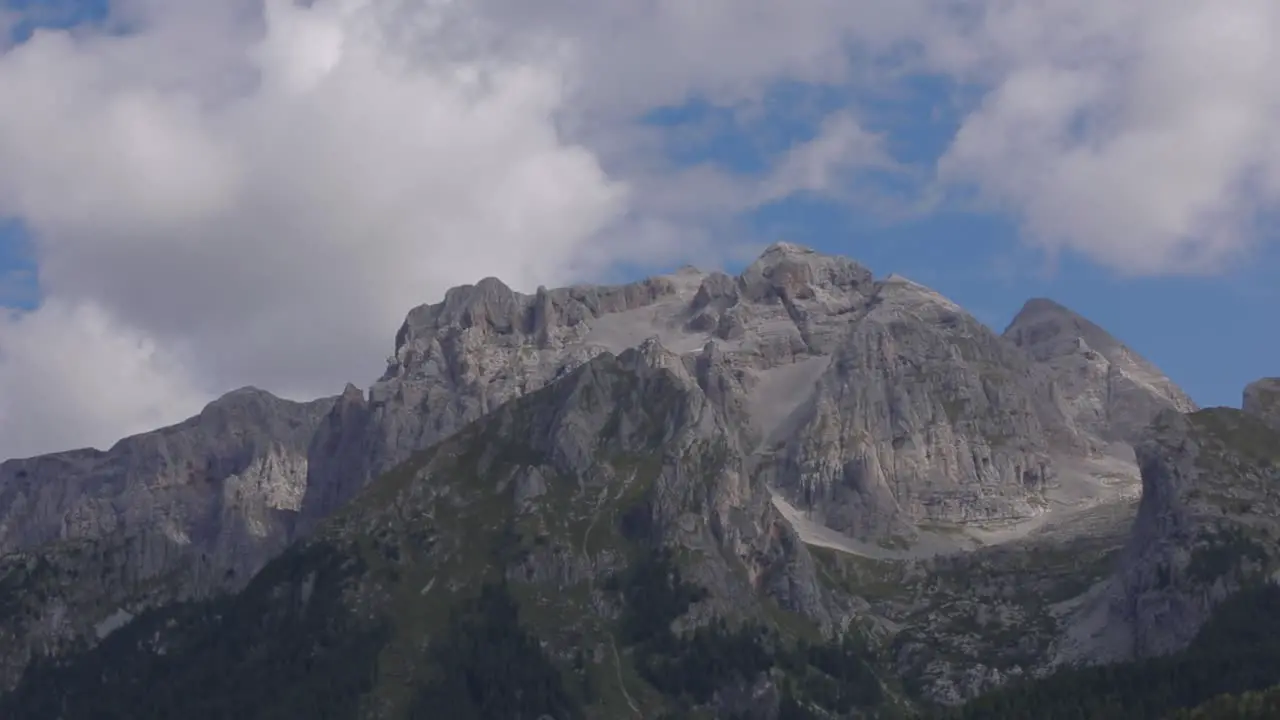 Dolomiti mountains with clouds passing over timelapse part1