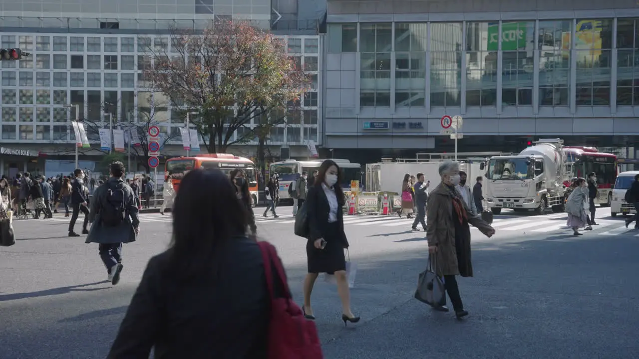 People At The Shibuya Crossing Wearing Mask During The Worldwide Pandemic In Tokyo Japan