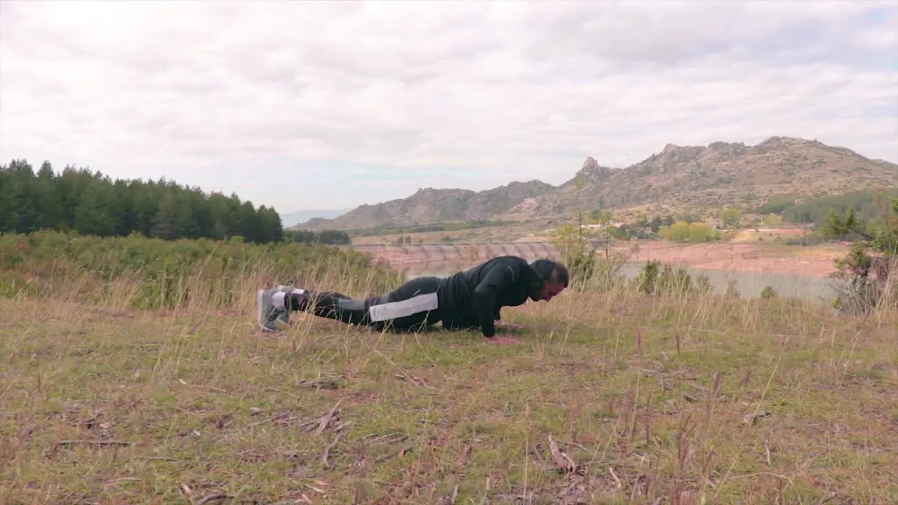 Man training in nature