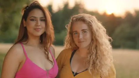 Portrait Shot of Two Young Women at Sunset