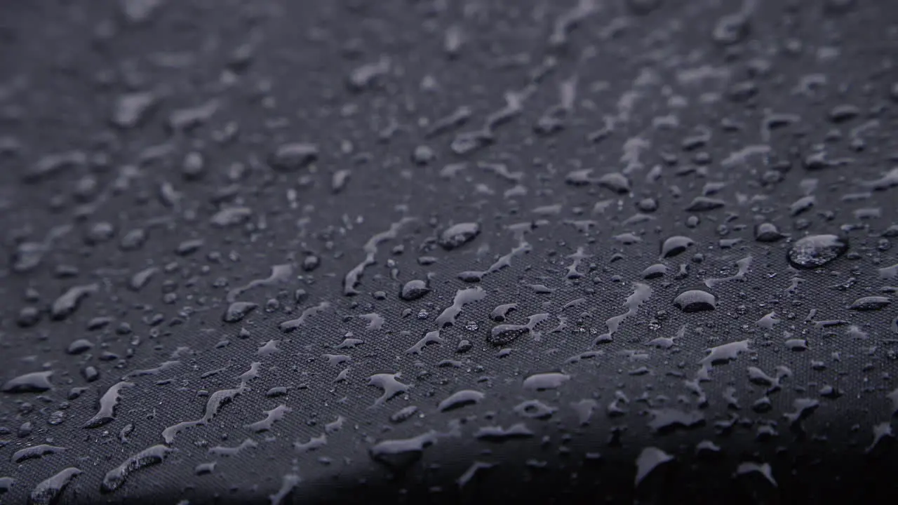 Heavy rain on black waterproof textile-1