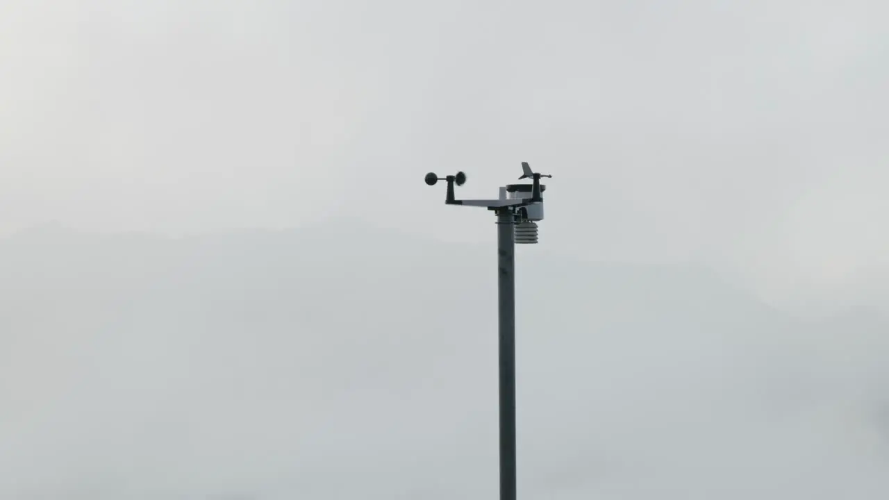 Spinning anemometer on top of weather station