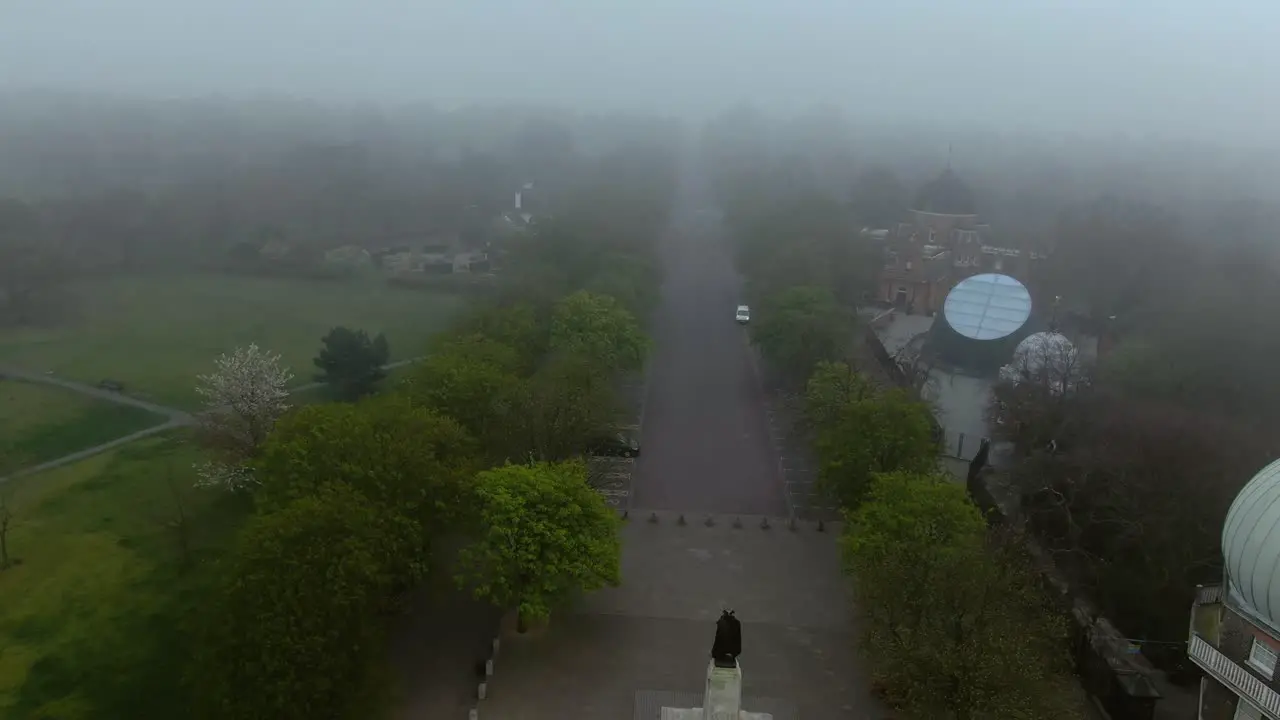 Aerial shot of the Beautiful Statue in the park