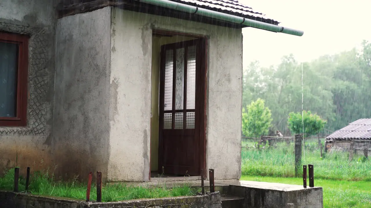 An old house a rainy day in the country