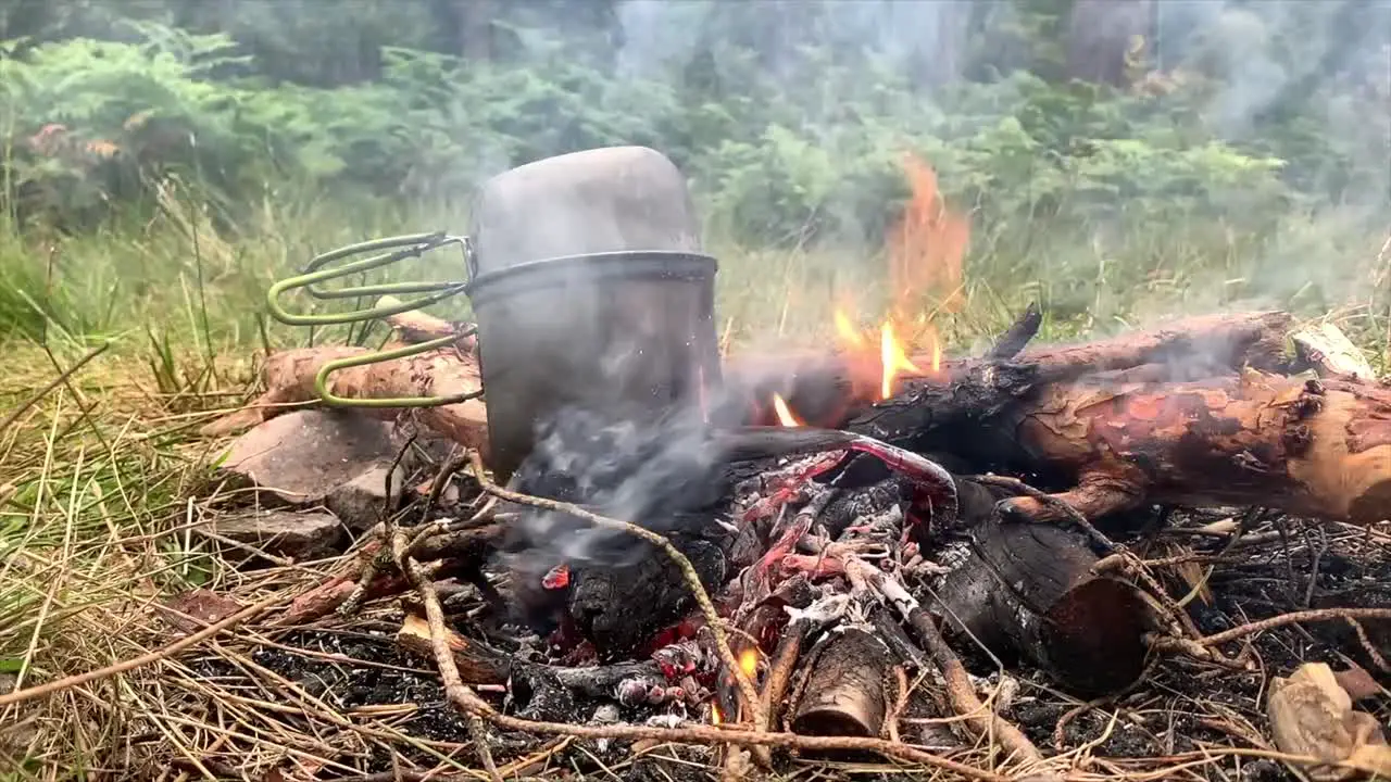 Cooking on campfire Highlands Scotland