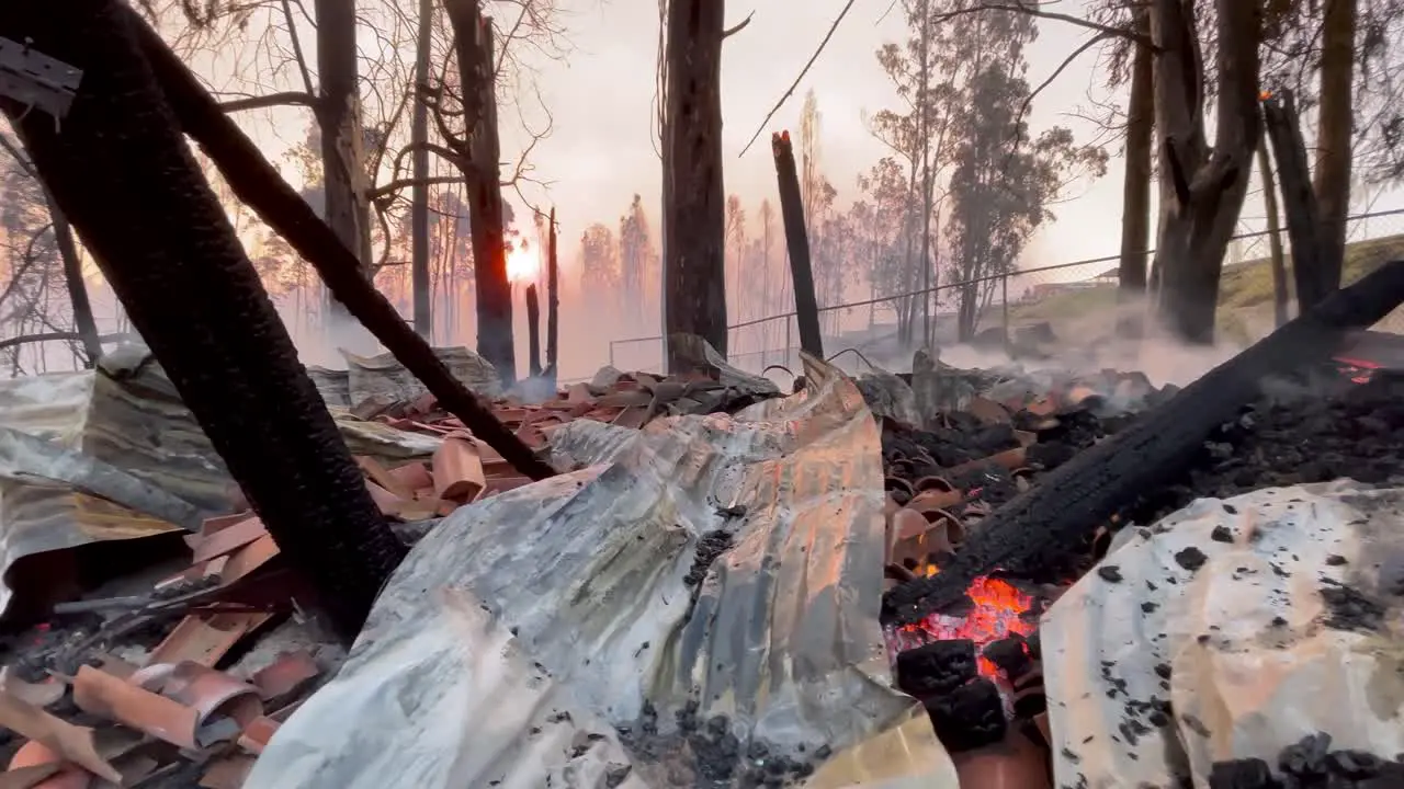 A house was burnt to the ground by a wildfire