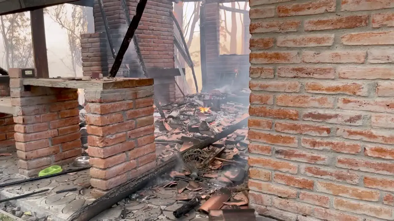 A house has been destroyed by a wildfire