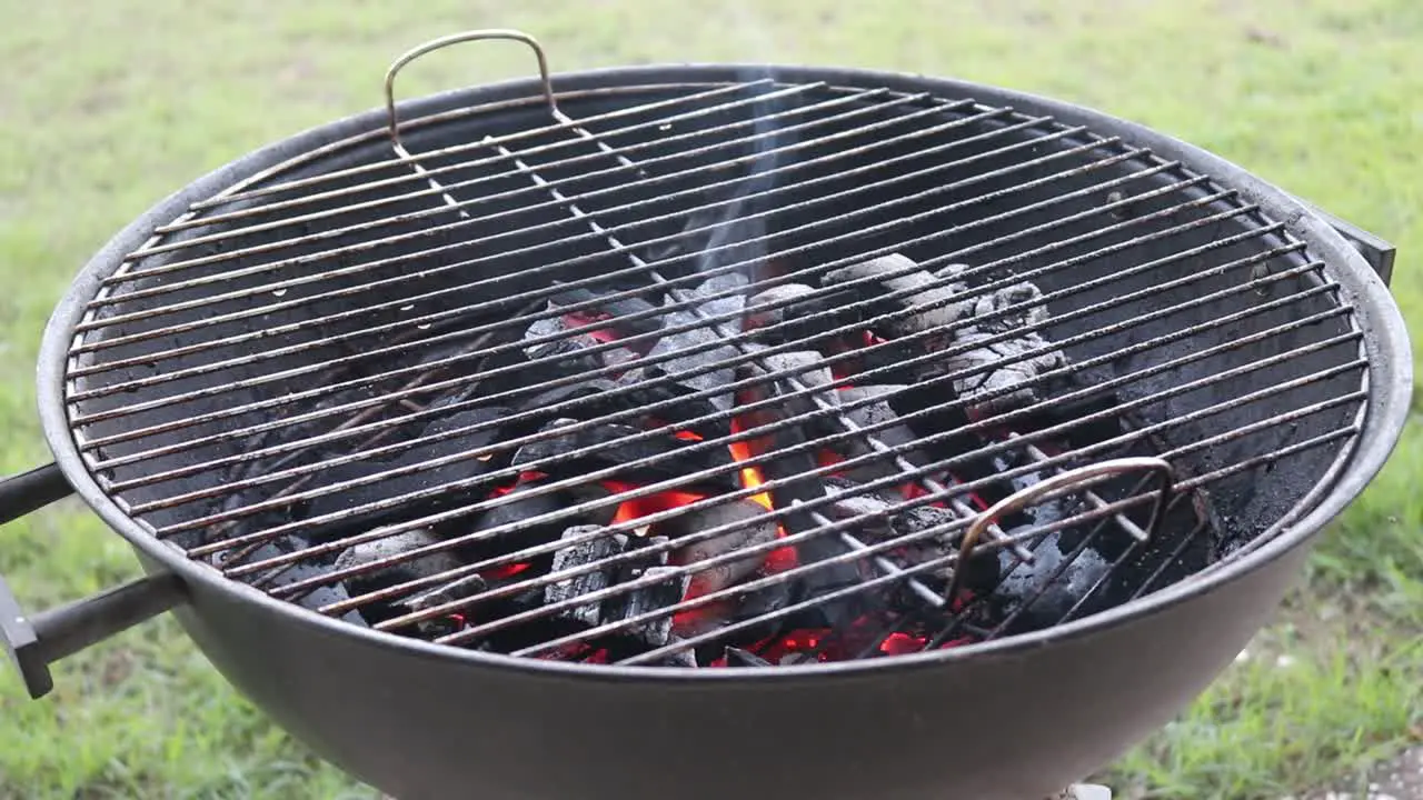 Charcoal burning on a Charcoal BBQ