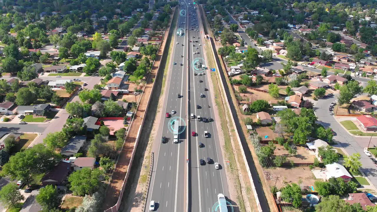 Motion Graphic highlights Semi Trucks on the highway