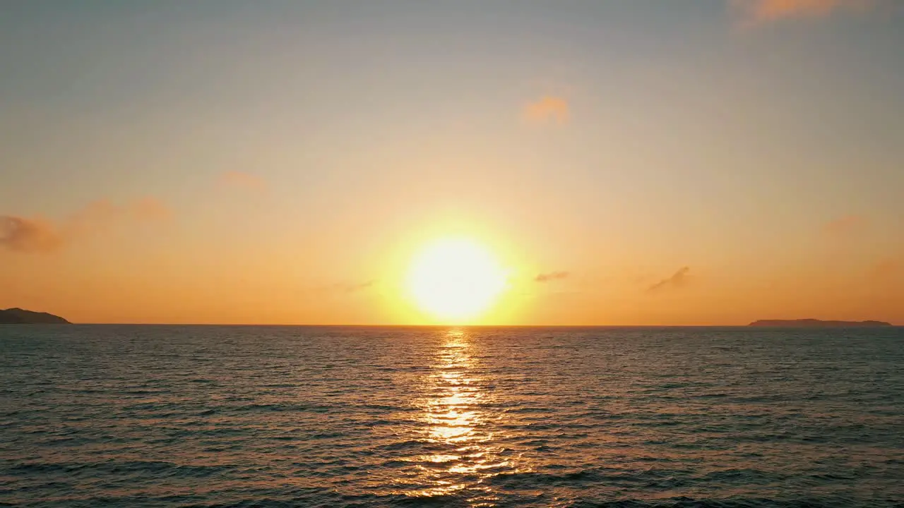 Beautiful view above ocean sunrise drone steady shot South America Santa Catarina Brazil