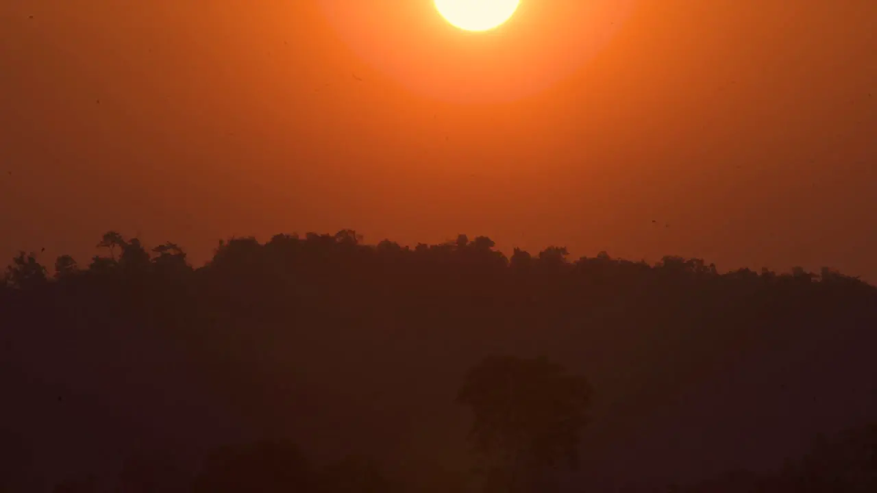 the sunset is very beautiful emitting orange light