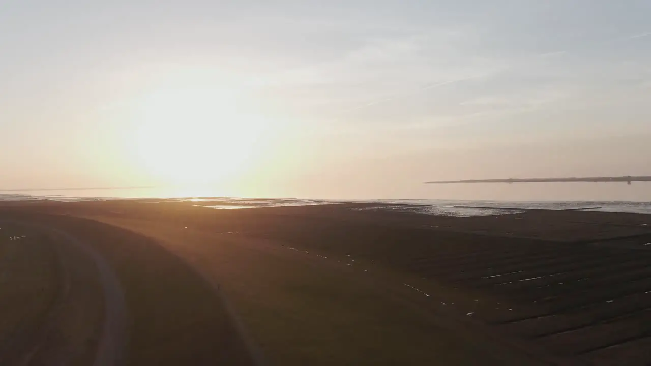 Stunning Sunset Over Tidal Flat Of North Sea In Germany