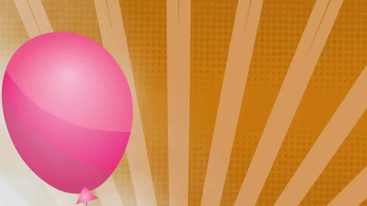 Animation of pink balloon over white lines on orange background