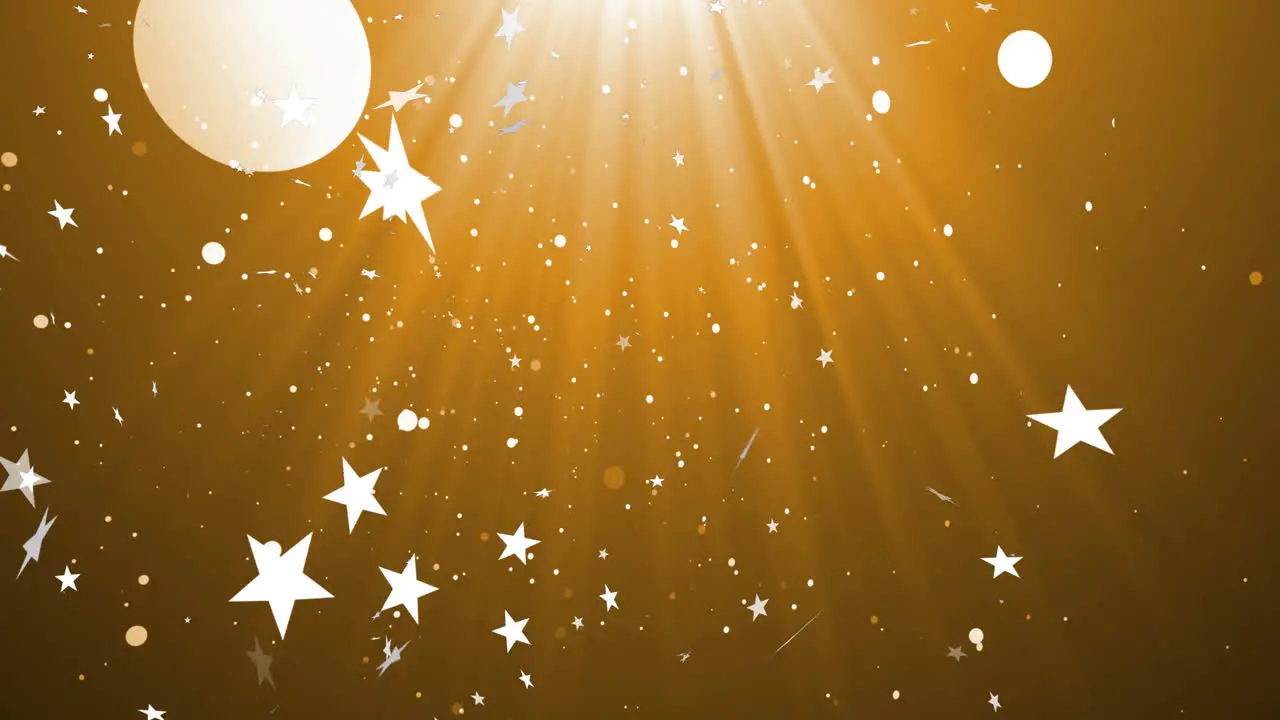 Animation of stars and snow falling on orange background