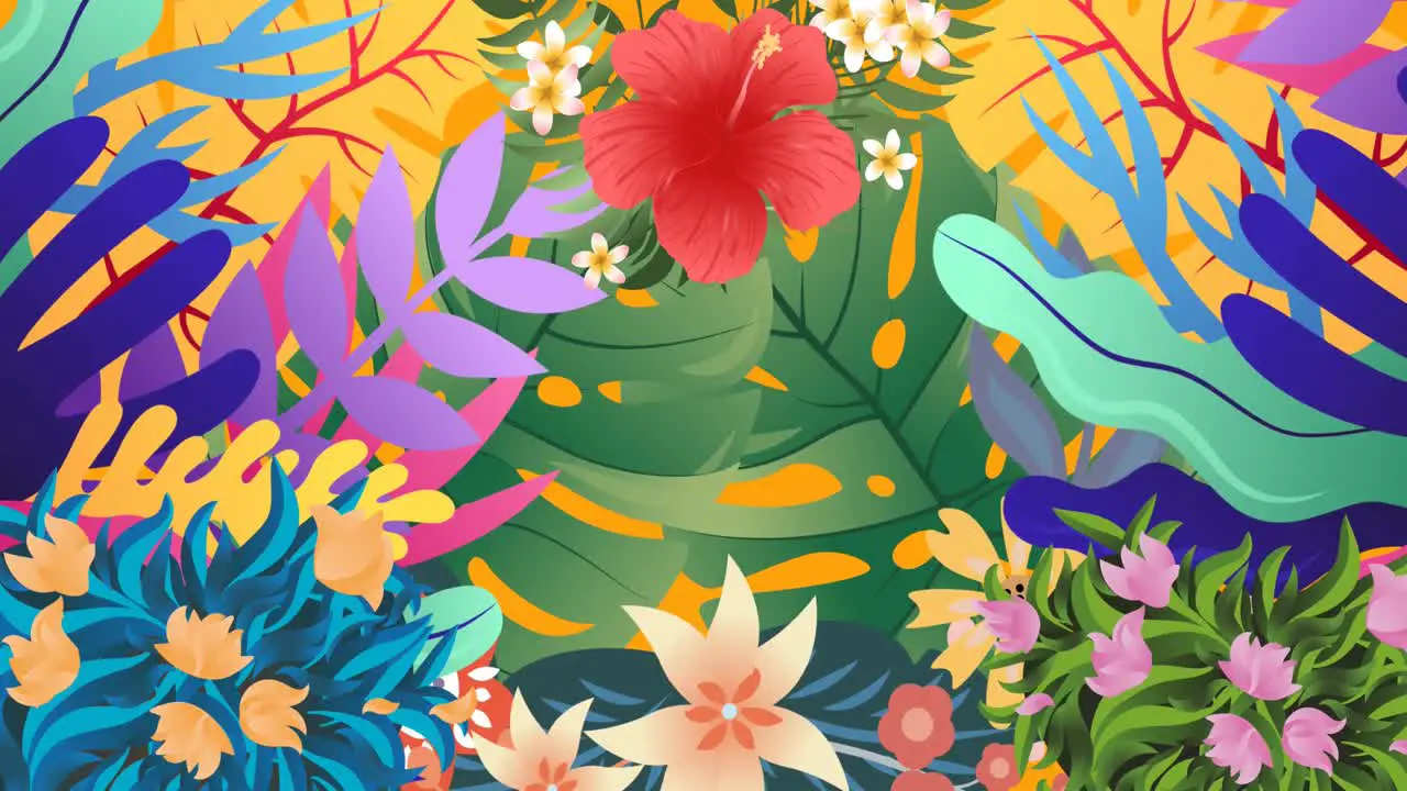 Animation of flowers moving in hypnotic motion on orange background