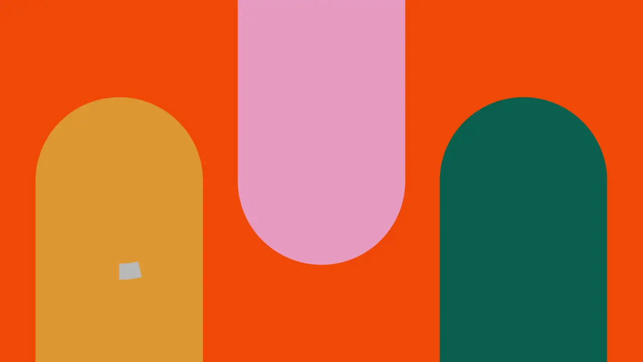 Animation of green brown and pink capsules and grey rings on orange background