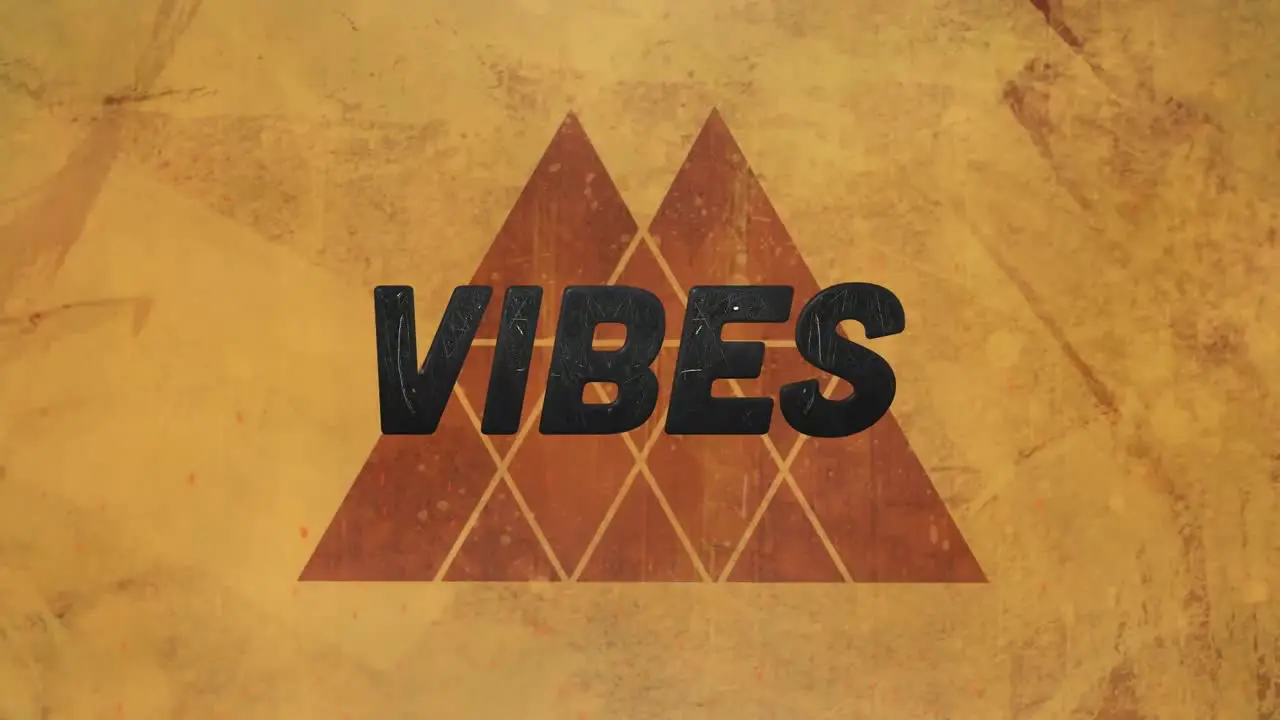 Animation of vibes text over shapes on orange background