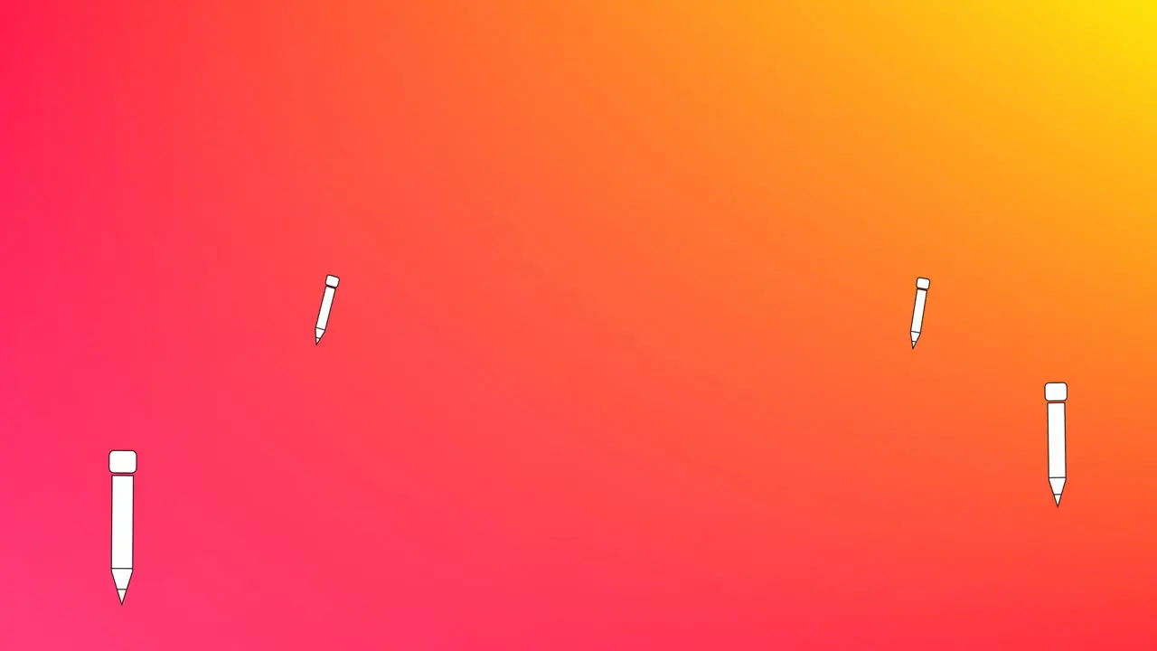 Animation of pencil icons over gradient red to orange background