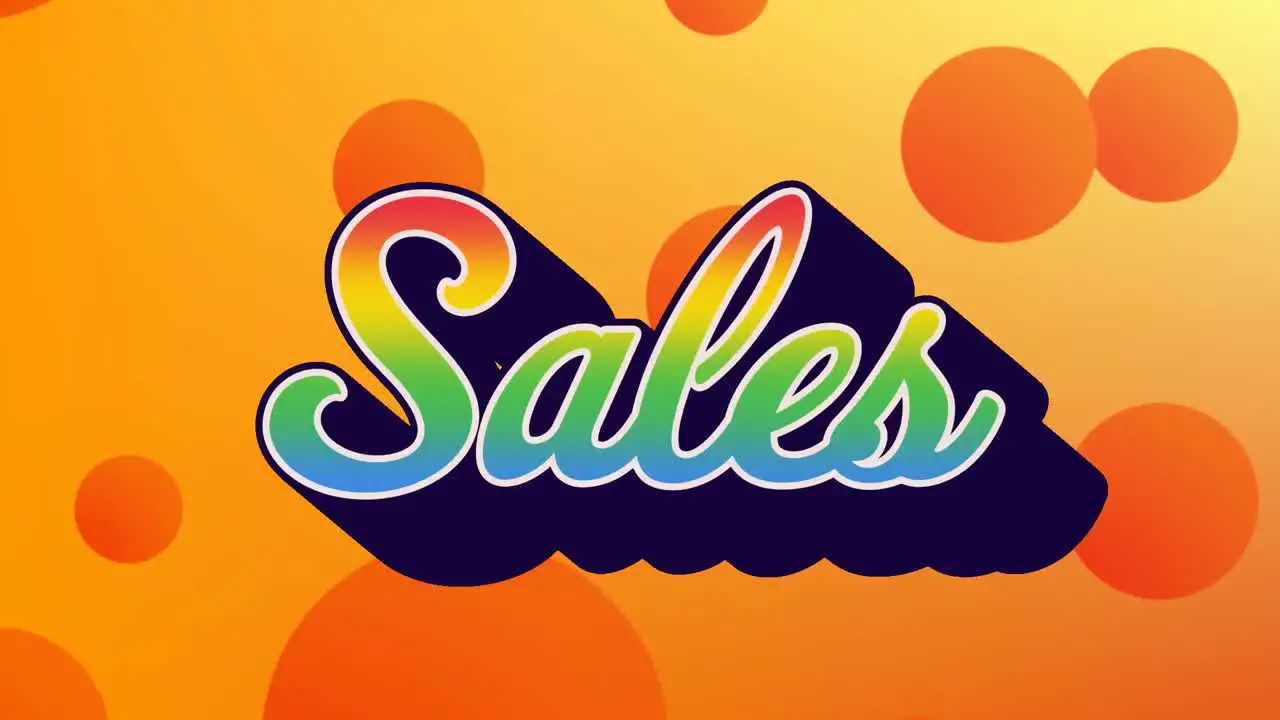 Animation of sales text over spots on orange background