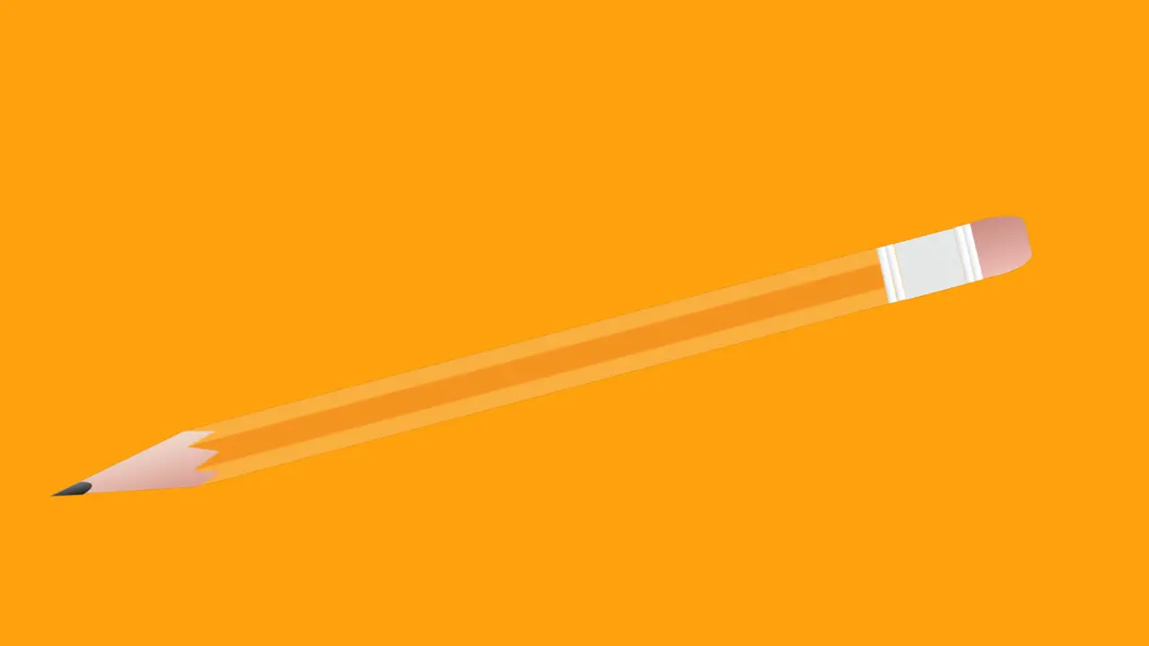 Animation of pencil school icon over orange background