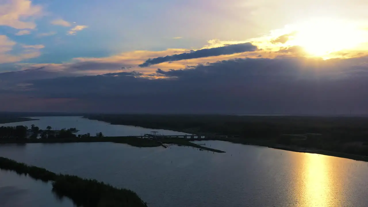 Arkemheen polder nature reserve netherlands drone flight over dikes and wetlands