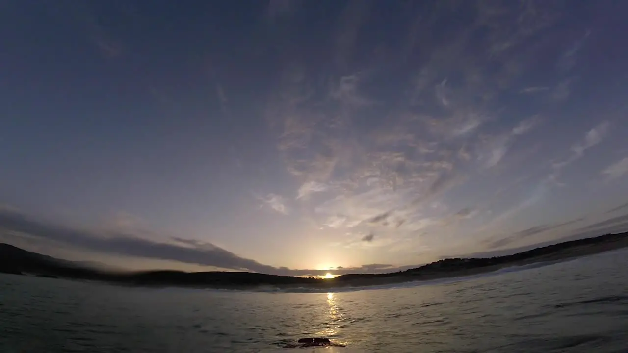 Time lapse of clouds and sunrise in the mountains over ocean Formation of cumulus clouds beautiful summer landscape