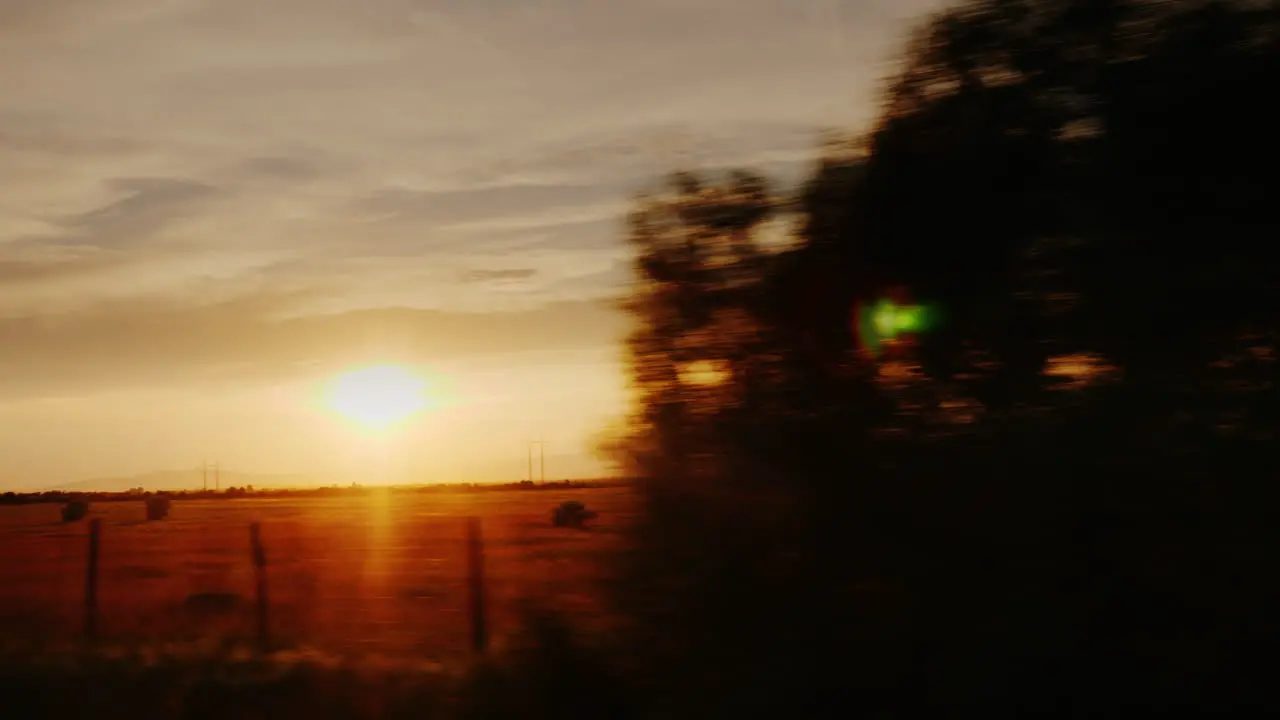 Beautiful Sunset In The Countryside And Mountains In The Background