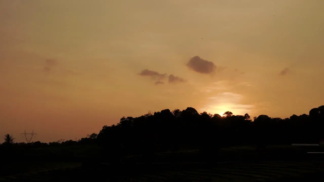 Beautiful sunrise over wild jungle mountains with rolling