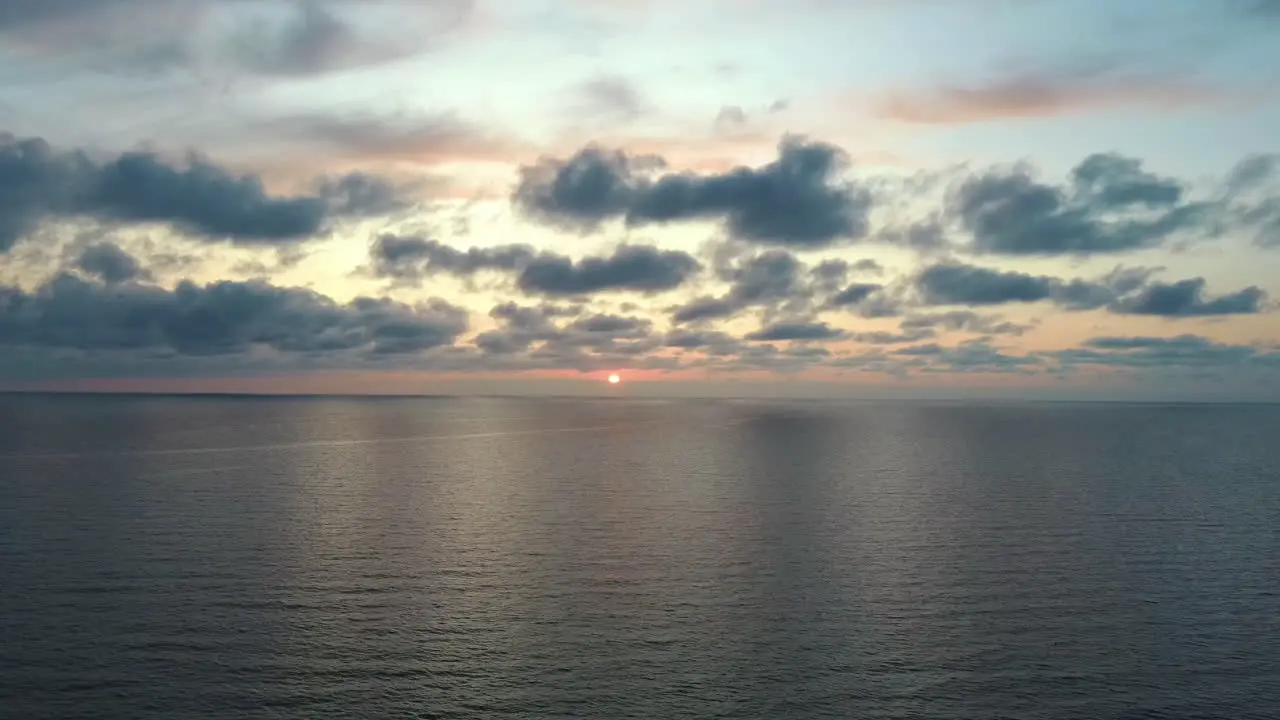 Static Dron Flying Over SeaAfter Sunset