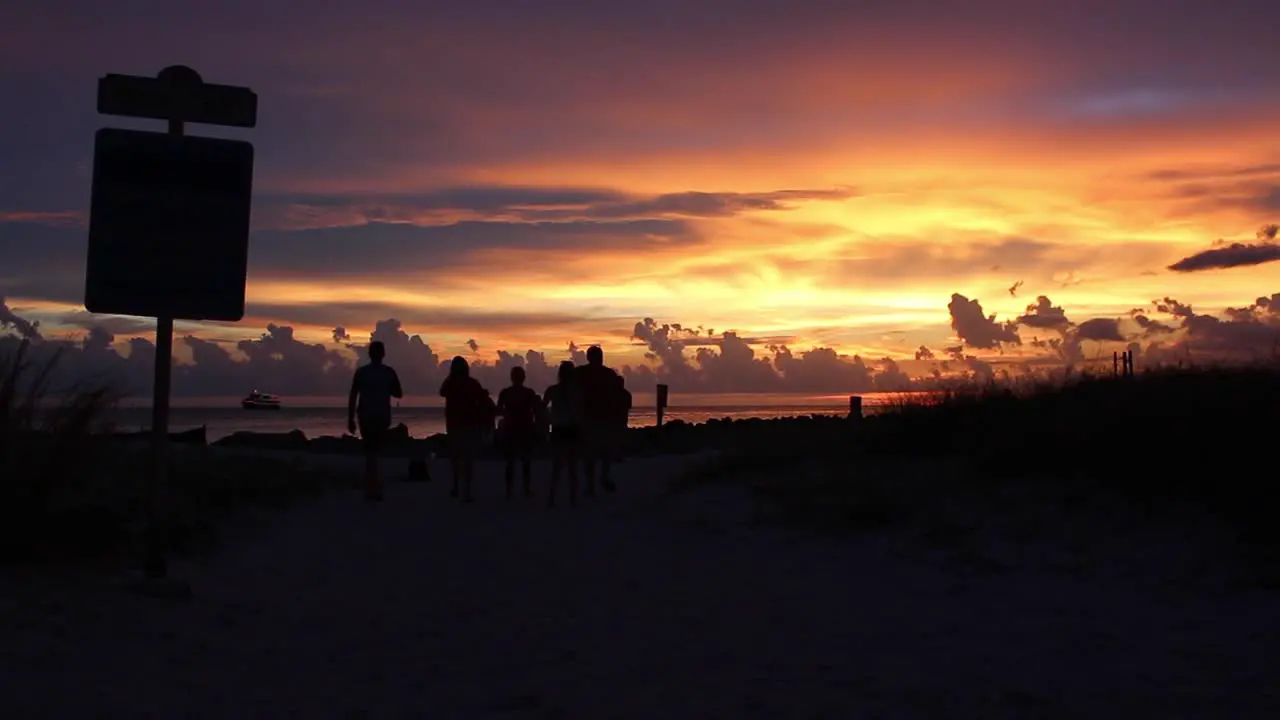 Silhouette Of People Enjoying Spectacular Beach Sunset