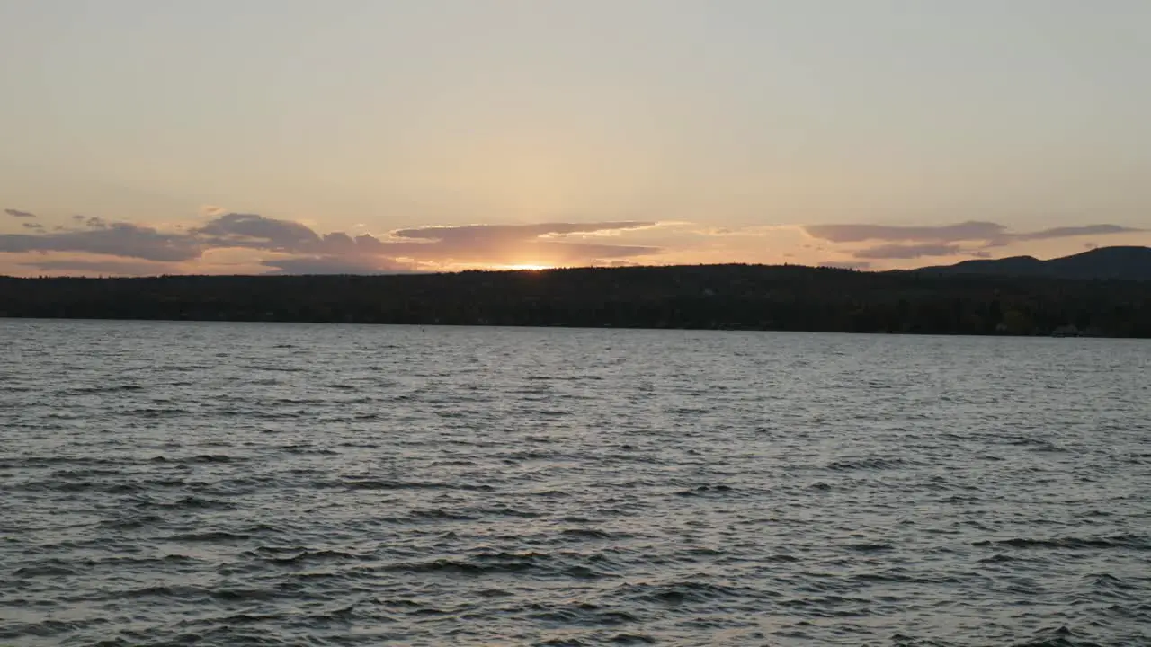 Peaceful Beach View At Sunset In Magog Quebec Canada